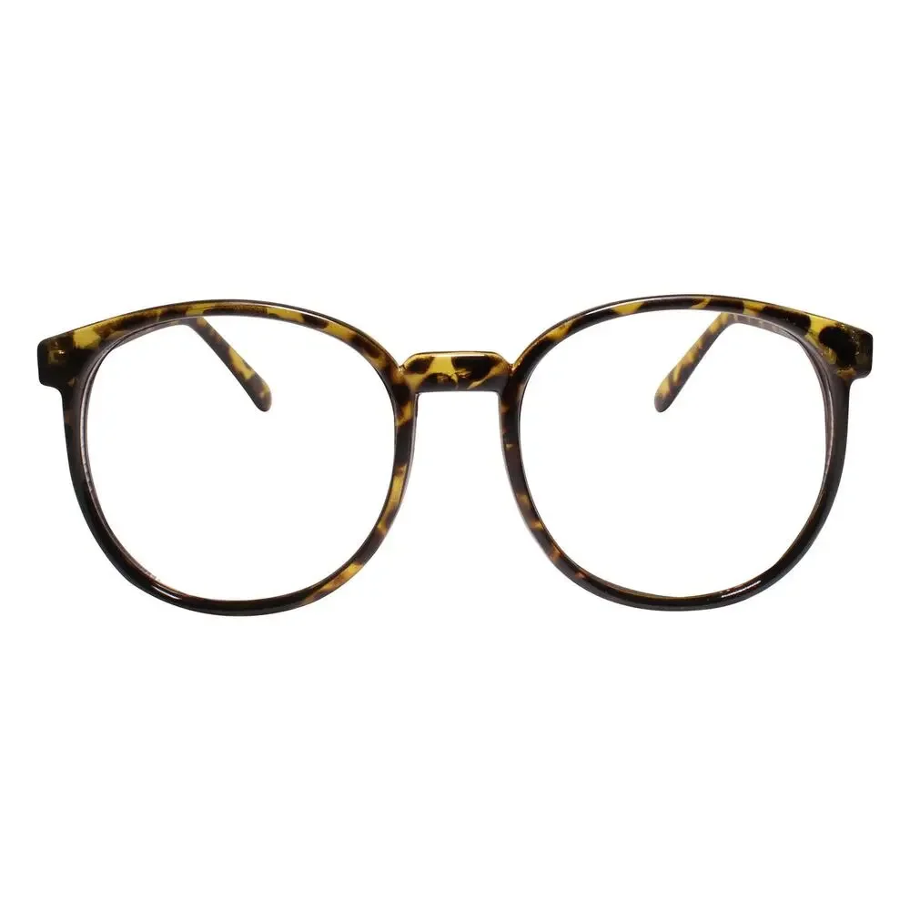 Oversized Round Tortoise Clear Lens Glasses Retro Women's